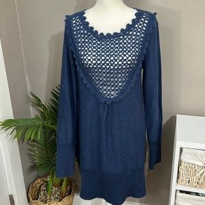 PLENTY Tracy Reese Navy Blue Mohair Blend Long Sleeve Sweater Dress Women’s L